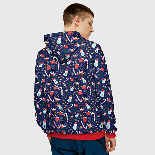 Мужская толстовка Новый Год / 3D-Красный – фото 4