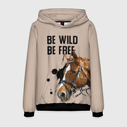 Толстовка-худи мужская Be wild be free, цвет: 3D-черный
