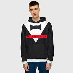 Толстовка-худи мужская Hitman III, цвет: 3D-белый — фото 2