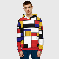 Толстовка-худи мужская Color blocking, цвет: 3D-красный — фото 2
