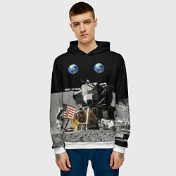 Толстовка-худи мужская Высадка На Луну, цвет: 3D-белый — фото 2