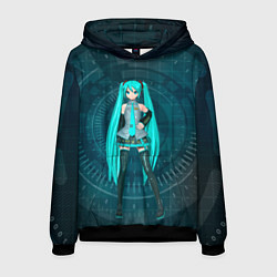 Толстовка-худи мужская Мику Хацуне, цвет: 3D-черный