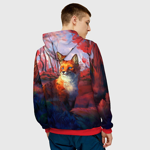 Мужская толстовка Рыжая лиса / 3D-Красный – фото 4