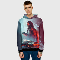 Толстовка-худи мужская Cyberpunk 2077 Джонни и Порш, цвет: 3D-черный — фото 2
