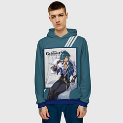 Толстовка-худи мужская Кэйа - Genshin Impact, цвет: 3D-синий — фото 2