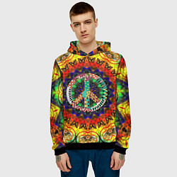 Толстовка-худи мужская Хиппи, цвет: 3D-черный — фото 2