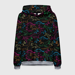 Толстовка-худи мужская Динозавры, цвет: 3D-меланж