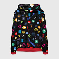 Толстовка-худи мужская ЛОГОТИПЫ КРИПТОВАЛЮТ Z, цвет: 3D-красный