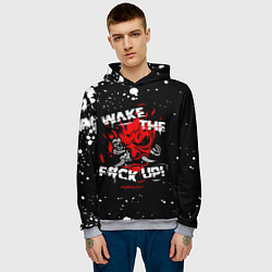 Толстовка-худи мужская WAKE THE F CK UP!, цвет: 3D-меланж — фото 2