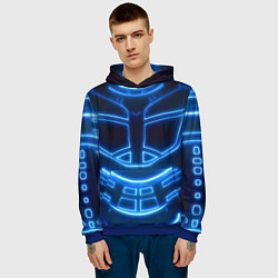 Толстовка-худи мужская Неоновая броня Neon Armor, цвет: 3D-синий — фото 2