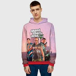 Толстовка-худи мужская Персонажи ГТА 5, цвет: 3D-красный — фото 2