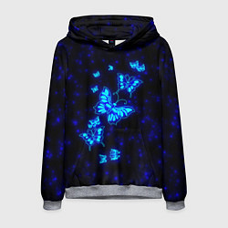 Толстовка-худи мужская Неоновые бабочки, цвет: 3D-меланж