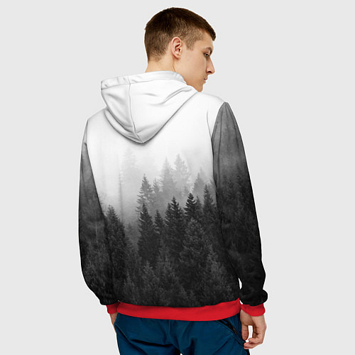 Мужская толстовка Туманный лес / 3D-Красный – фото 4