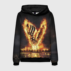 Толстовка-худи мужская ВИКИНГИ VIKINGS V, цвет: 3D-черный