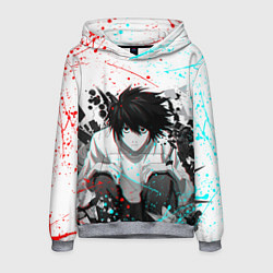 Толстовка-худи мужская DEATH NOTE ТЕТРАДЬ СМЕРТИ, цвет: 3D-меланж