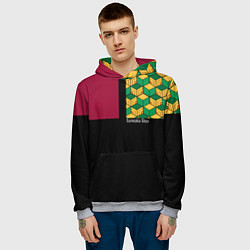 Толстовка-худи мужская Гию Томиока Kimetsu no Yaiba, цвет: 3D-меланж — фото 2