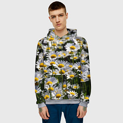 Толстовка-худи мужская Ромашки, цвет: 3D-меланж — фото 2