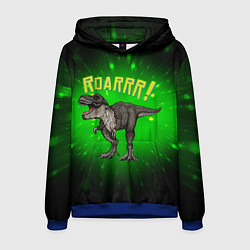 Толстовка-худи мужская Roarrr! Динозавр T-rex, цвет: 3D-синий