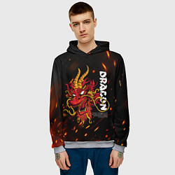 Толстовка-худи мужская Dragon Огненный дракон, цвет: 3D-меланж — фото 2