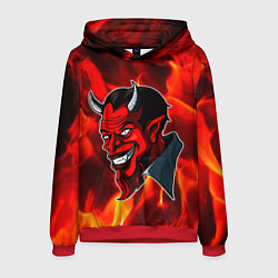 Толстовка-худи мужская The devil is on fire, цвет: 3D-красный