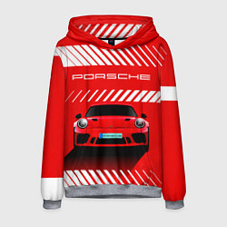 Толстовка-худи мужская PORSCHE ПОРШЕ RED STYLE, цвет: 3D-меланж