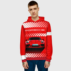 Толстовка-худи мужская PORSCHE ПОРШЕ RED STYLE, цвет: 3D-красный — фото 2