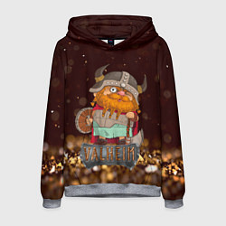 Толстовка-худи мужская Valheim мультяшный викинг, цвет: 3D-меланж