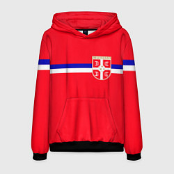 Толстовка-худи мужская Сборная Сербии, цвет: 3D-черный