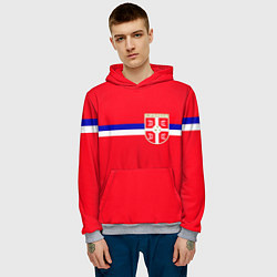 Толстовка-худи мужская Сборная Сербии, цвет: 3D-меланж — фото 2