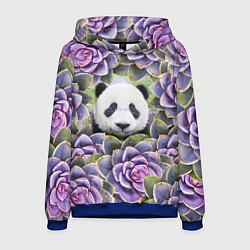 Толстовка-худи мужская Панда среди цветов, цвет: 3D-синий