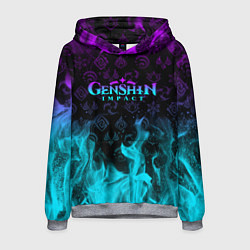 Толстовка-худи мужская GENSHIN IMPACT НЕОНОВЫЙ ОГОНЬ, цвет: 3D-меланж