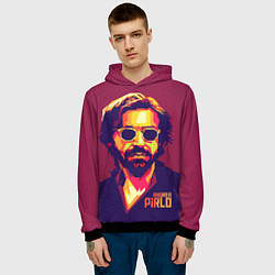 Толстовка-худи мужская Андреа Пирло поп-арт, цвет: 3D-черный — фото 2