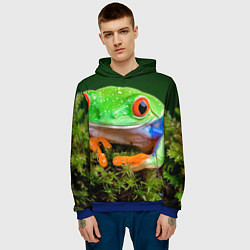 Толстовка-худи мужская Тропическая лягушка, цвет: 3D-синий — фото 2