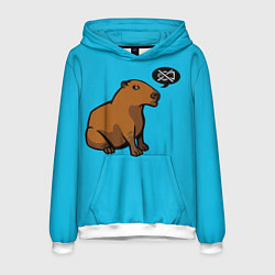 Толстовка-худи мужская Капибара, цвет: 3D-белый