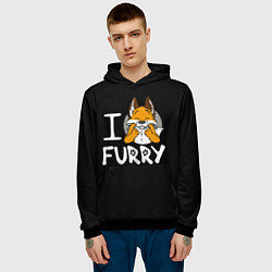 Толстовка-худи мужская I love furry, цвет: 3D-черный — фото 2