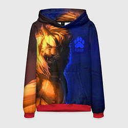 Толстовка-худи мужская Furry lion, цвет: 3D-красный