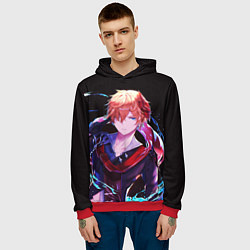 Толстовка-худи мужская ТАРТАЛЬЯ - ИГРА GENSHIN IMPACT, цвет: 3D-красный — фото 2