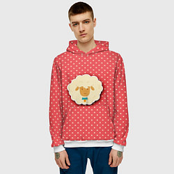 Толстовка-худи мужская Овечка, цвет: 3D-белый — фото 2