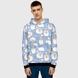Толстовка-худи мужская Счастливые овечки, цвет: 3D-черный — фото 2