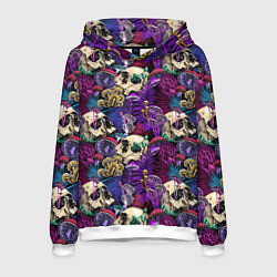 Толстовка-худи мужская Психоделика - черепа и грибы, цвет: 3D-белый