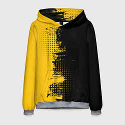 Толстовка-худи мужская ЧЕРНО ЖЕЛТЫЙ ГРАНЖ GRUNGE Z, цвет: 3D-меланж