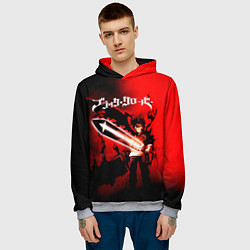 Толстовка-худи мужская Чёрный Аста красный туман, цвет: 3D-меланж — фото 2