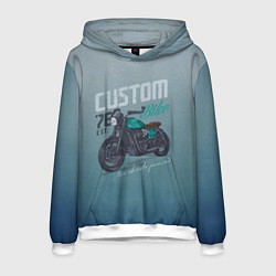 Толстовка-худи мужская Custom Bike, цвет: 3D-белый