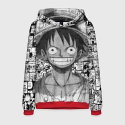 Толстовка-худи мужская Луфи улыбается one piece, цвет: 3D-красный