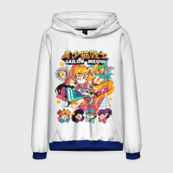 Толстовка-худи мужская Sailor Meow, цвет: 3D-синий