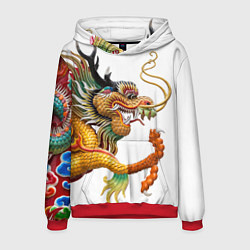 Толстовка-худи мужская Желтый китайский дракон 3D, цвет: 3D-красный