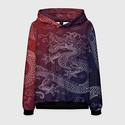 Толстовка-худи мужская Традиционный китайский дракон, цвет: 3D-черный