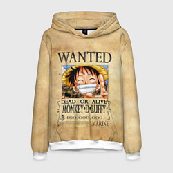 Толстовка-худи мужская Манки Д Луффи в розыске One Piece, цвет: 3D-белый