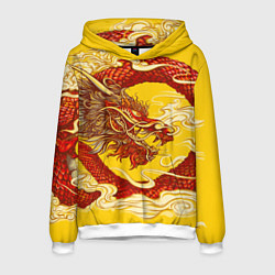 Толстовка-худи мужская Китайский Дракон, China Dragon, цвет: 3D-белый