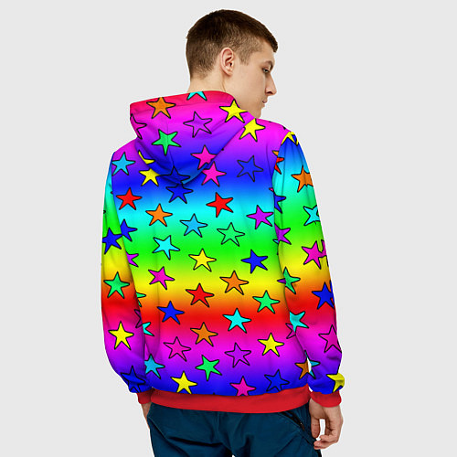 Мужская толстовка Радужные звезды / 3D-Красный – фото 4